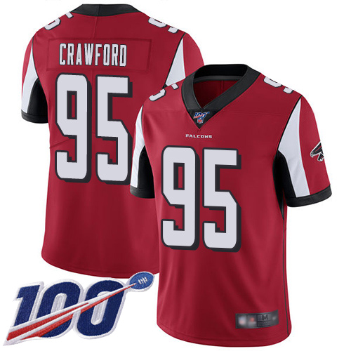 Atlanta Falcons Limited Red Men Jack Crawford Home Jersey NFL Football #95 100th Season Vapor Untouchable->women nfl jersey->Women Jersey
